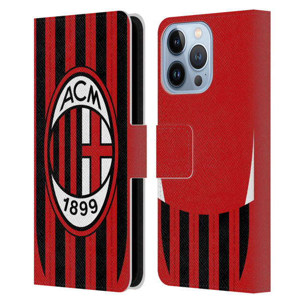AC Milan 2024/25 Crest Kit Home Leather Book Wallet Case Cover For Apple iPhone 13 Pro