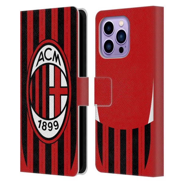 AC Milan 2024/25 Crest Kit Home Leather Book Wallet Case Cover For Apple iPhone 14 Pro Max