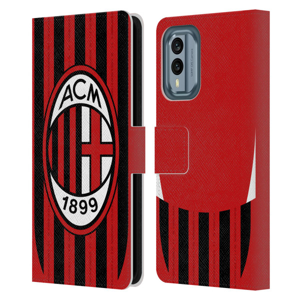 AC Milan 2024/25 Crest Kit Home Leather Book Wallet Case Cover For Nokia X30
