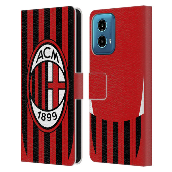 AC Milan 2024/25 Crest Kit Home Leather Book Wallet Case Cover For Motorola Moto G34 5G