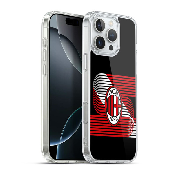 AC Milan Crest Patterns Diagonal Soft Gel Case for Apple iPhone 16 Pro Max & MagSafe