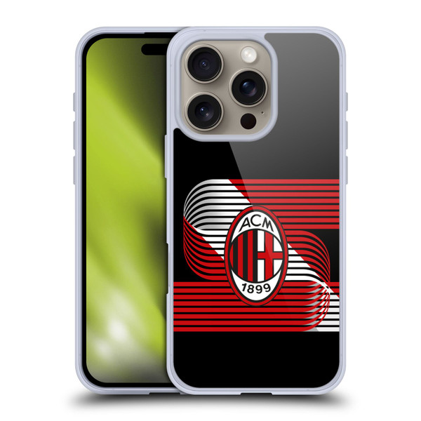 AC Milan Crest Patterns Diagonal Soft Gel Case for Apple iPhone 16 Pro
