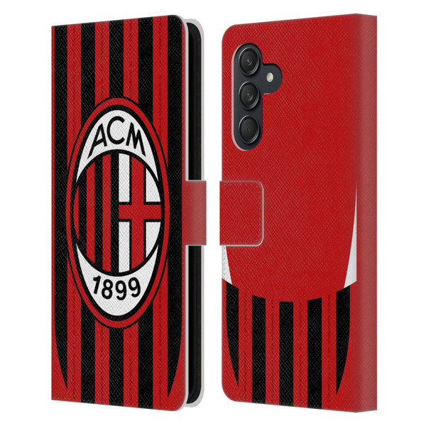 AC Milan 2024/25 Crest Kit Home Leather Book Wallet Case Cover For Samsung Galaxy M55 5G