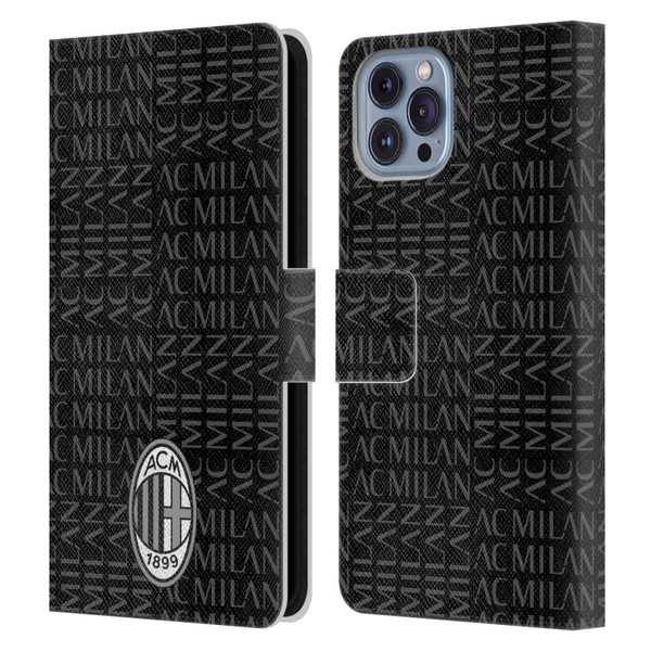 AC Milan Crest Patterns Black And Grey Leather Book Wallet Case Cover For Apple iPhone 14