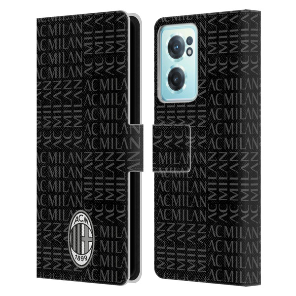 AC Milan Crest Patterns Black And Grey Leather Book Wallet Case Cover For OnePlus Nord CE 2 5G