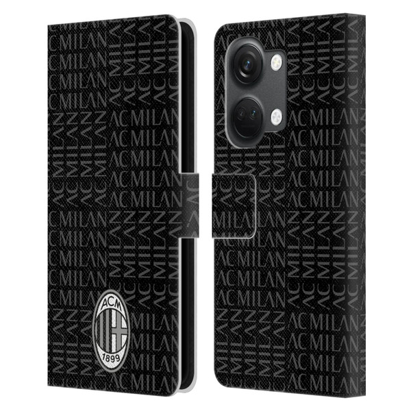 AC Milan Crest Patterns Black And Grey Leather Book Wallet Case Cover For OnePlus Nord 3 5G