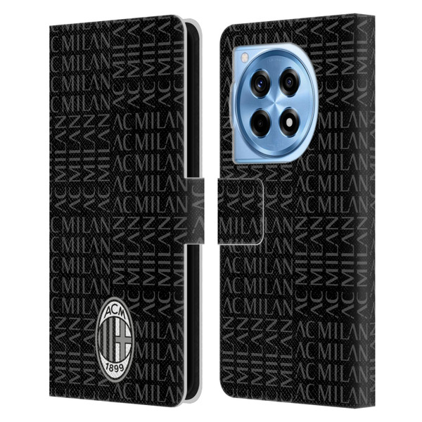 AC Milan Crest Patterns Black And Grey Leather Book Wallet Case Cover For OnePlus 12R