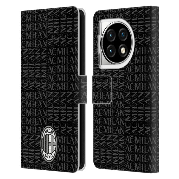 AC Milan Crest Patterns Black And Grey Leather Book Wallet Case Cover For OPPO OnePlus Ace 3 5G