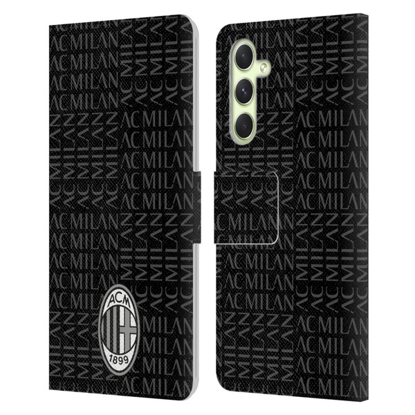 AC Milan Crest Patterns Black And Grey Leather Book Wallet Case Cover For Samsung Galaxy A54 5G