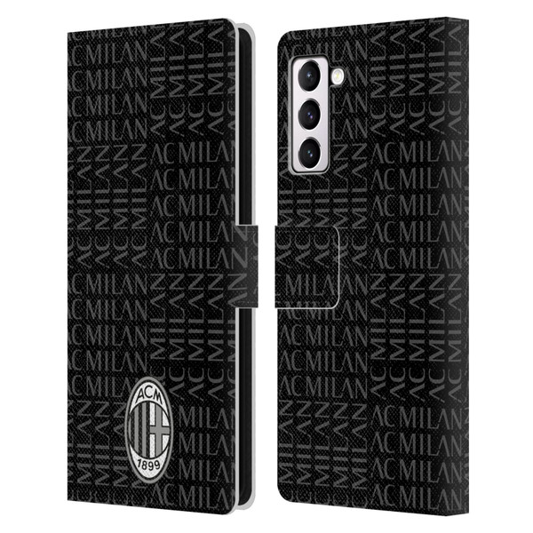AC Milan Crest Patterns Black And Grey Leather Book Wallet Case Cover For Samsung Galaxy S21+ 5G