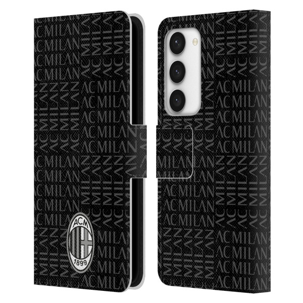 AC Milan Crest Patterns Black And Grey Leather Book Wallet Case Cover For Samsung Galaxy S23 5G