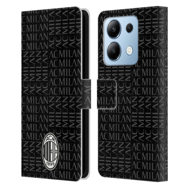 AC Milan Crest Patterns Black And Grey Leather Book Wallet Case Cover For Xiaomi Redmi Note 13/13 Pro 5G