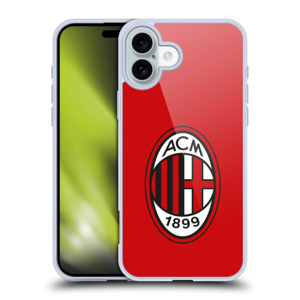AC Milan Crest Full Colour Red Soft Gel Case for Apple iPhone 16 Plus