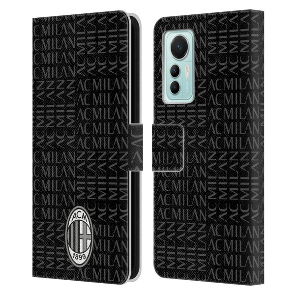 AC Milan Crest Patterns Black And Grey Leather Book Wallet Case Cover For Xiaomi 12 Lite