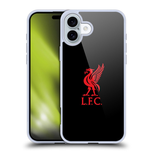 Liverpool Football Club Liver Bird Red Logo On Black Soft Gel Case for Apple iPhone 16 Plus