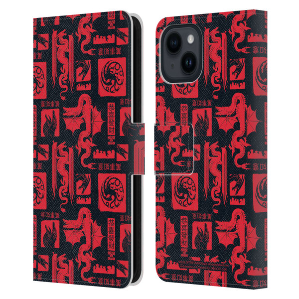 House Of The Dragon: Television Series Year Of The Dragon Logo Pattern Leather Book Wallet Case Cover For Apple iPhone 15