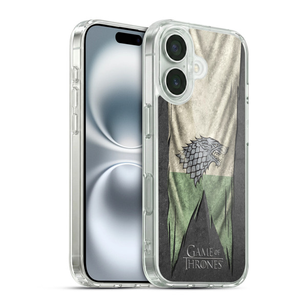 HBO Game of Thrones Sigil Flags Stark Soft Gel Case for Apple iPhone 16 & MagSafe