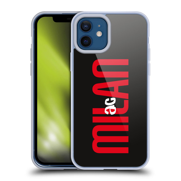 AC Milan Graphics Vertical Typography Soft Gel Case for Apple iPhone 12 / iPhone 12 Pro