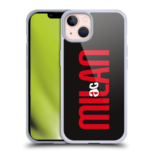 AC Milan Graphics Vertical Typography Soft Gel Case for Apple iPhone 13