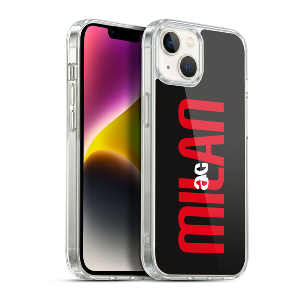 AC Milan Graphics Vertical Typography Soft Gel Case for Apple iPhone 14 Plus & MagSafe