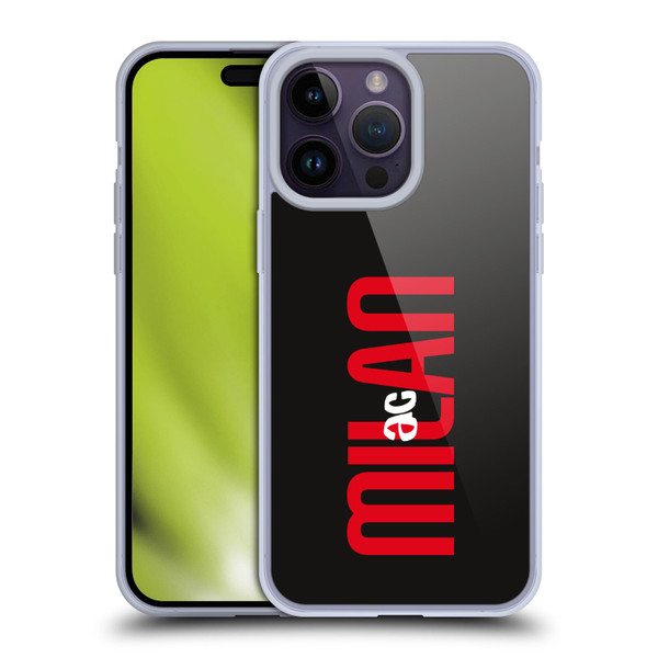 AC Milan Graphics Vertical Typography Soft Gel Case for Apple iPhone 14 Pro Max