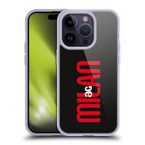 AC Milan Graphics Vertical Typography Soft Gel Case for Apple iPhone 14 Pro