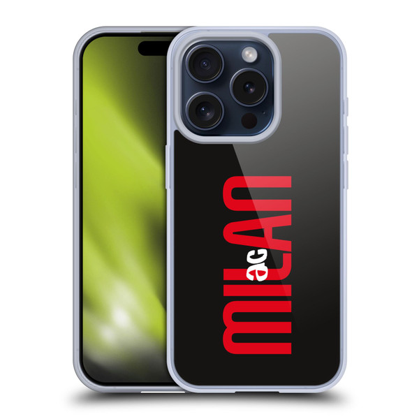 AC Milan Graphics Vertical Typography Soft Gel Case for Apple iPhone 15 Pro