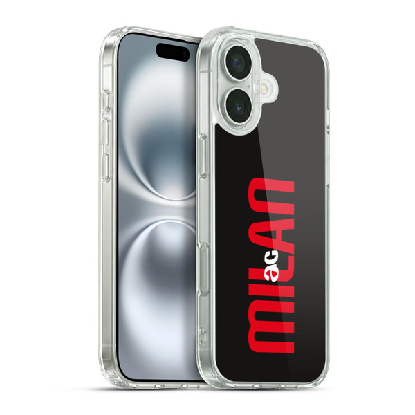 AC Milan Graphics Vertical Typography Soft Gel Case for Apple iPhone 16 Plus & MagSafe