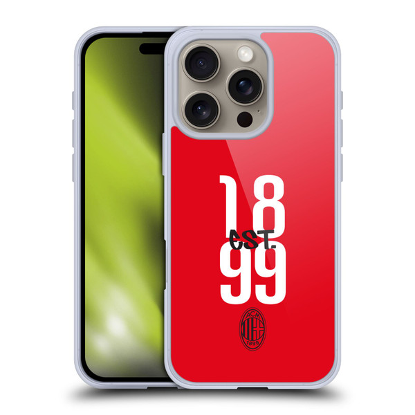 AC Milan Graphics Est. 1899 Soft Gel Case for Apple iPhone 16 Pro