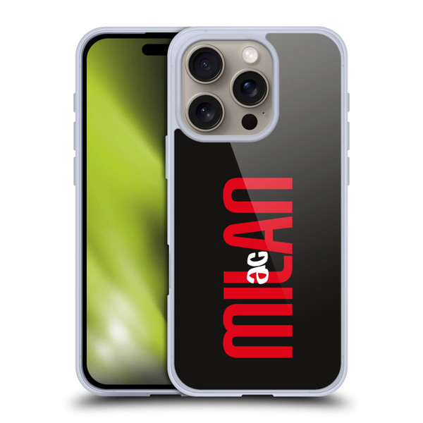 AC Milan Graphics Vertical Typography Soft Gel Case for Apple iPhone 16 Pro