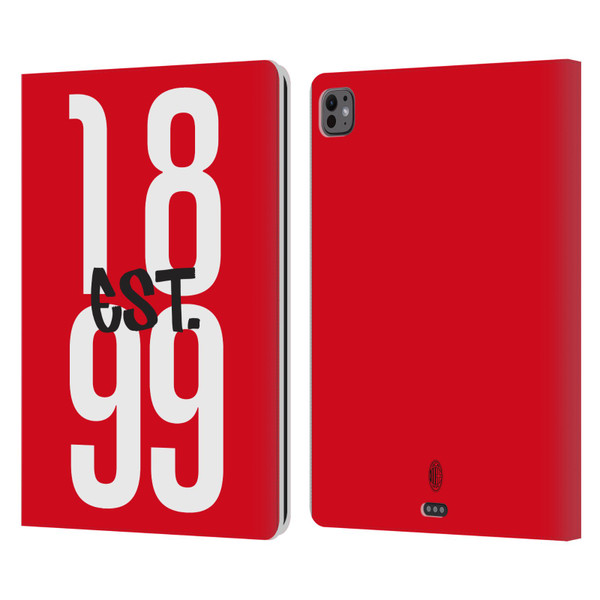 AC Milan Graphics Est. 1899 Leather Book Wallet Case Cover For Apple iPad Pro 13 M4 2024