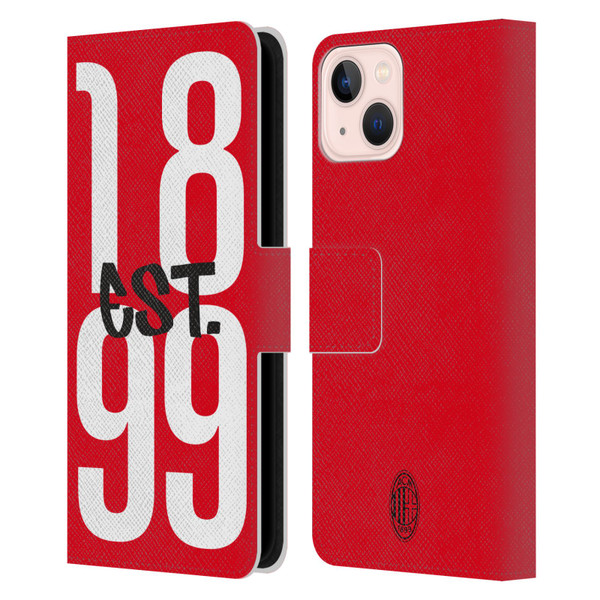 AC Milan Graphics Est. 1899 Leather Book Wallet Case Cover For Apple iPhone 13