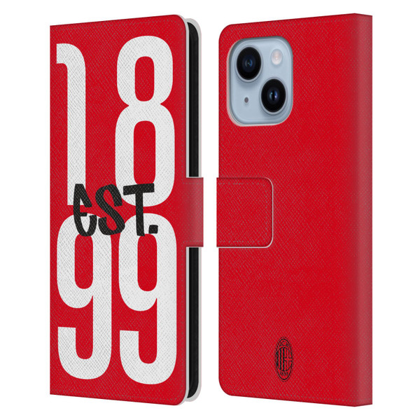 AC Milan Graphics Est. 1899 Leather Book Wallet Case Cover For Apple iPhone 14 Plus
