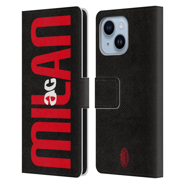 AC Milan Graphics Vertical Typography Leather Book Wallet Case Cover For Apple iPhone 14 Plus
