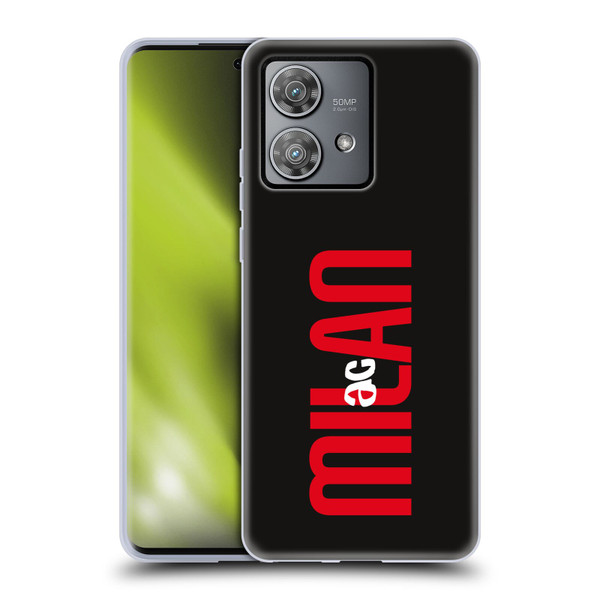 AC Milan Graphics Vertical Typography Soft Gel Case for Motorola Edge 40 Neo 5G