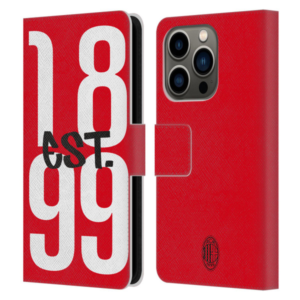 AC Milan Graphics Est. 1899 Leather Book Wallet Case Cover For Apple iPhone 14 Pro