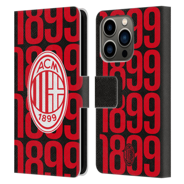 AC Milan Graphics Pattern Leather Book Wallet Case Cover For Apple iPhone 14 Pro