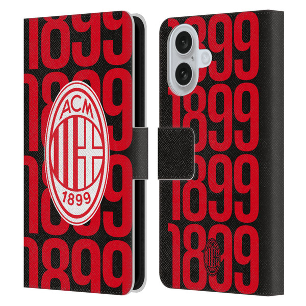 AC Milan Graphics Pattern Leather Book Wallet Case Cover For Apple iPhone 16