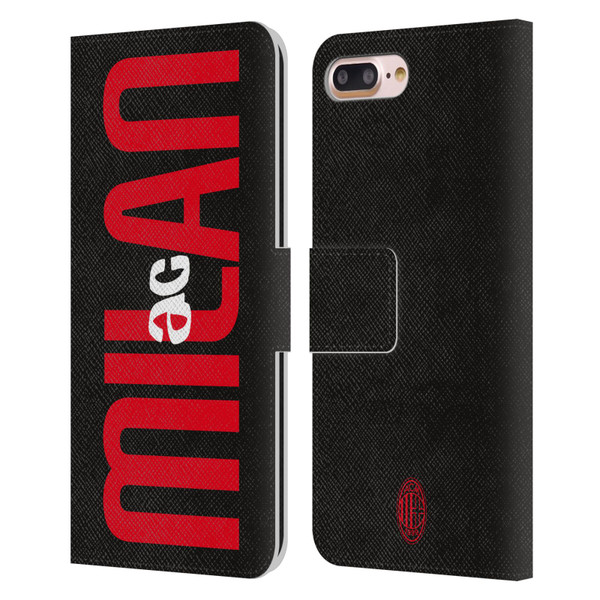 AC Milan Graphics Vertical Typography Leather Book Wallet Case Cover For Apple iPhone 7 Plus / iPhone 8 Plus