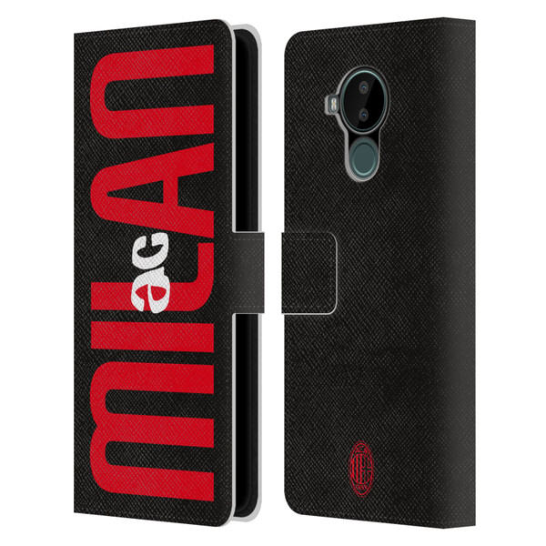 AC Milan Graphics Vertical Typography Leather Book Wallet Case Cover For Nokia C30