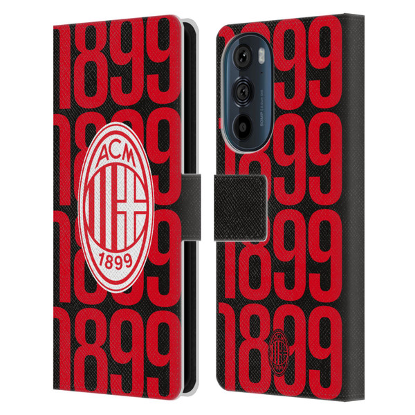 AC Milan Graphics Pattern Leather Book Wallet Case Cover For Motorola Edge 30