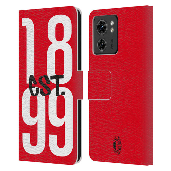 AC Milan Graphics Est. 1899 Leather Book Wallet Case Cover For Motorola Moto Edge 40