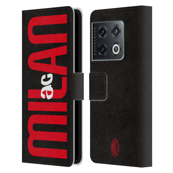 AC Milan Graphics Vertical Typography Leather Book Wallet Case Cover For OnePlus 10 Pro