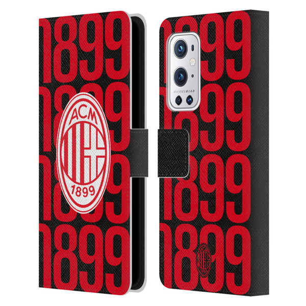 AC Milan Graphics Pattern Leather Book Wallet Case Cover For OnePlus 9 Pro