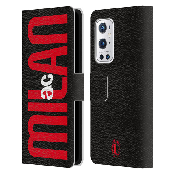 AC Milan Graphics Vertical Typography Leather Book Wallet Case Cover For OnePlus 9 Pro