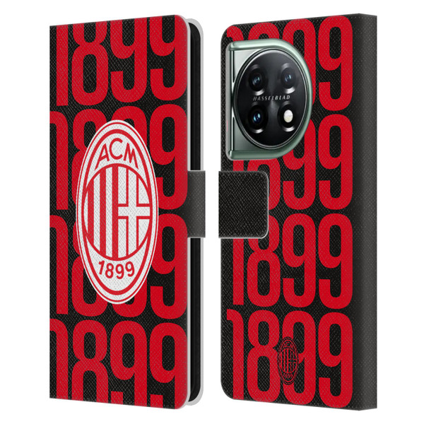 AC Milan Graphics Pattern Leather Book Wallet Case Cover For OnePlus 11 5G