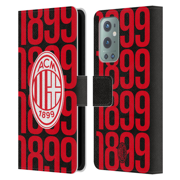 AC Milan Graphics Pattern Leather Book Wallet Case Cover For OnePlus 9