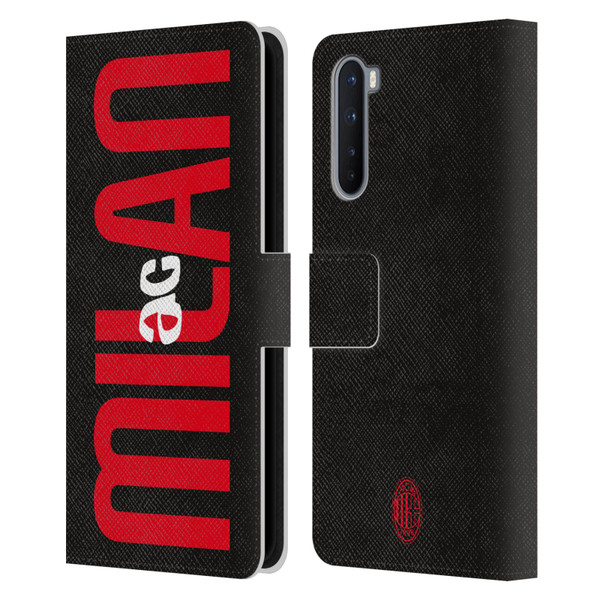 AC Milan Graphics Vertical Typography Leather Book Wallet Case Cover For OnePlus Nord 5G