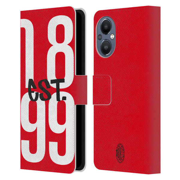 AC Milan Graphics Est. 1899 Leather Book Wallet Case Cover For OnePlus Nord N20 5G