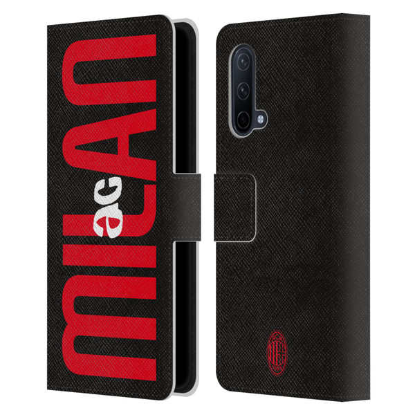 AC Milan Graphics Vertical Typography Leather Book Wallet Case Cover For OnePlus Nord CE 5G
